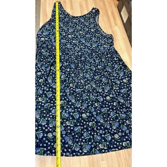 Katy D Dress Womens 14/16 Jumper Dress Pockets 90s Floral Blue Purple Midi Dress - Picture 8 of 9